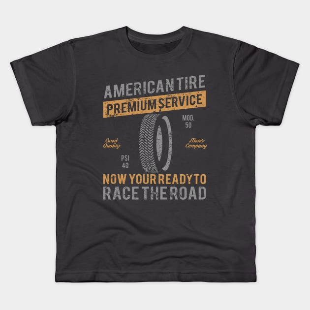 American Tire Distressed Kids T-Shirt by zap_designz